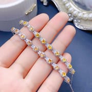 Natural sapphire bracelet girls 925 silver sapphire bracelet 3 * 4mm bare stone live broadcast colorful treasure wholesale
