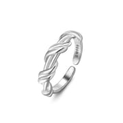 Po S999 Sterling Silver Twist Knot Women's Simple Open Ring Men's and Women's Silver Stacked Fashionable Cool Index Finger Ring