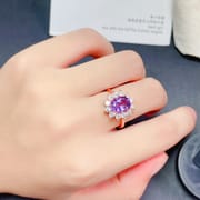 Natural amethyst female ring open mouth style elegant send girlfriend 925 silver wholesale overseas supply inspection