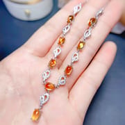 New natural citrine necklace 5 * 7mm necklace dress evening necklace pendant 925 silver women's pendant live broadcast
