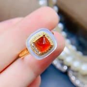 New natural Fanta sugar tower Garnet ladies ring 925 silver live 6*6mm color treasure wholesale
