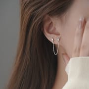 Po S999 Foot Silver Butterfly Binaural Earrings Light Luxury Niche Design Advanced Sense Sweet Tassel Earrings for Hair