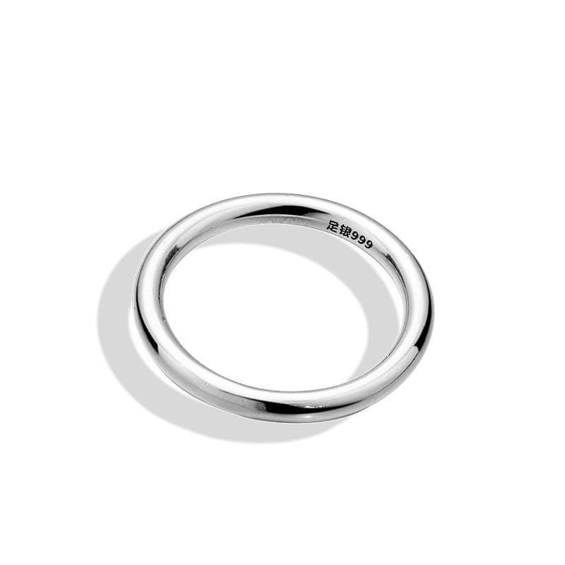 S999 pure silver basic plain ring glossy ring female niche design versatile simple ring female