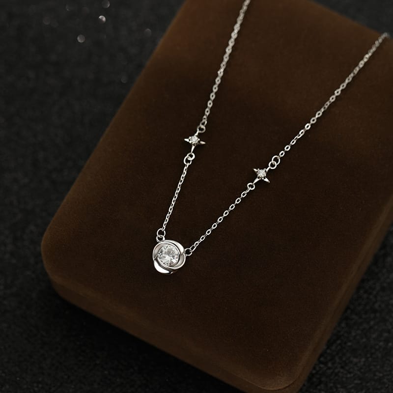 Po 999 Foot Silver Mang Star Rotating Necklace Design Smart Light Luxury Fashion Fresh and Gentle Clavicle Chain for Hair