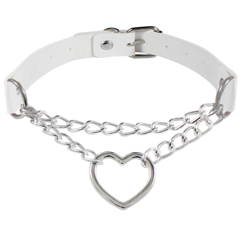 Cross-border Harajuku Heart-shaped Chain Collar Necklace Fashion Trend Leather Love Neck Chain Neck Chain Clavicle Chain