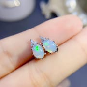 Natural colorful opal earrings 925 silver ladies tested a generation of overseas supply color is beautiful