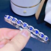 Natural sapphire bracelet 925 sterling silver women's beautiful detection live e-commerce pick-up