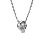 Fashion Titanium Steel Double Ring Necklace TikTok Hip Hop ins Trendy Men's Distinctive Crystal Pendant Long Woolen Chain Accessories
