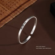 Po S999 Foot Silver Ancient Method I Chang'an Bracelet Women's New Chinese Style National Style Plain Silver Open Bracelet