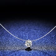 Creative Transparent Fishing Line Silver Pendant Women's Invisible Necklace 1ct Moissanite Korean Style Clavicle Chain Mermaid Tears Necklace