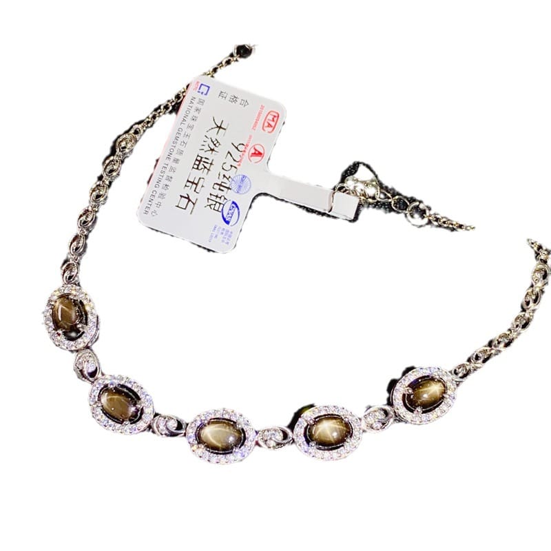 Natural Starlight sapphire bracelet trembles live supply 925 silver chain Star line Sapphire wholesale with extended chain