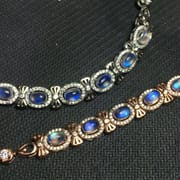 Beautiful bow bracelet natural blue Moonstone bracelet wholesale glass body 925 silver feel good
