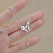 Po S999 Silver Princess Butterfly Love Necklace Women's Light Luxury Niche High-end Design Sense Clavicle Chain