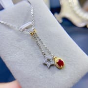 Fashion new ladies GIY natural old burning ruby necklace 925 silver pendant 4*5mm necklace live supply
