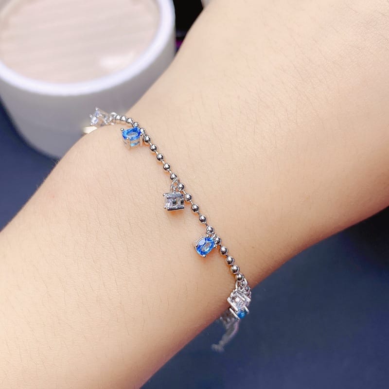 Natural Topaz bracelet luxury exquisite women's 925 silver inlaid lantopa beautiful colorful treasure wholesale