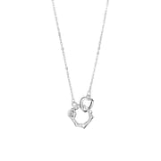 Po S999 Silver Rose Flower Ring Link Necklace Design Niche Sweet Simple Women's Clavicle Chain
