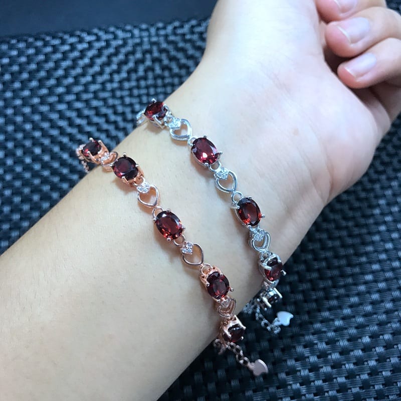 925 silver inlaid natural garnet bracelet wholesale platform order AliExpress micro-business supply