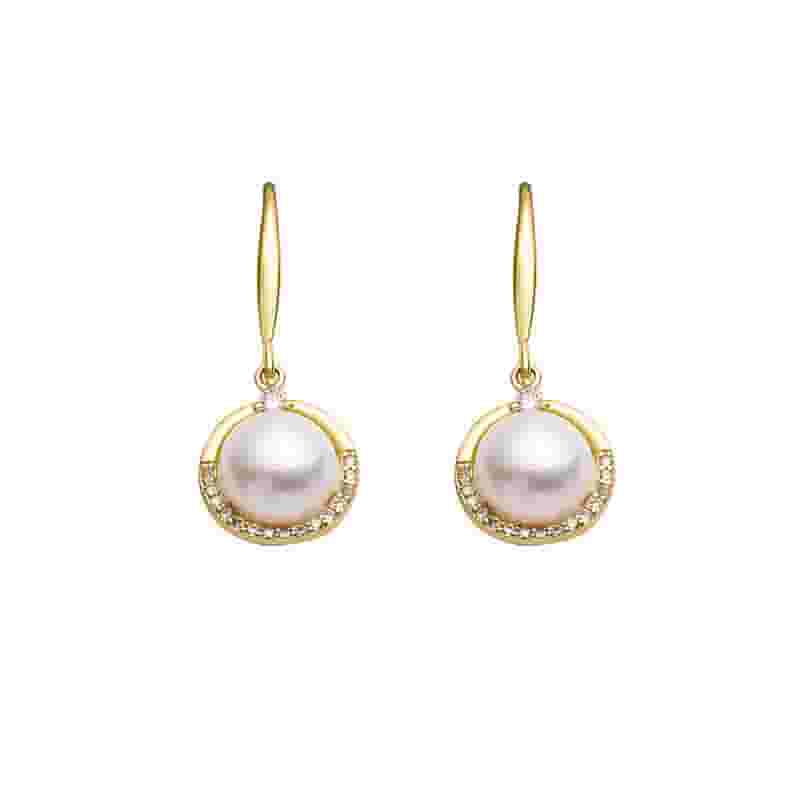Natural Freshwater Pearl Earrings Circle Classic Zircon Pearl Ear Hook Elegant Light Luxury Niche Earrings New Women