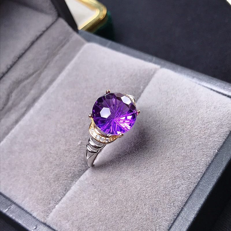 Fireworks amethyst ring 925 silver fireworks amethyst ring to send girlfriend gift manufacturers receive a single generation of hair