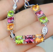 Fresh natural magnesium aluminum olivine citrine bracelet 925 silver inlaid women's one-piece delivery live broadcast supply