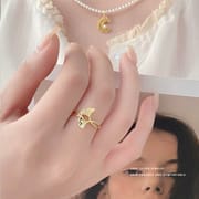 Aobao S999 pure silver elegant apricot leaf ring female autumn and winter atmosphere sense high sense adjustable ring generation hair