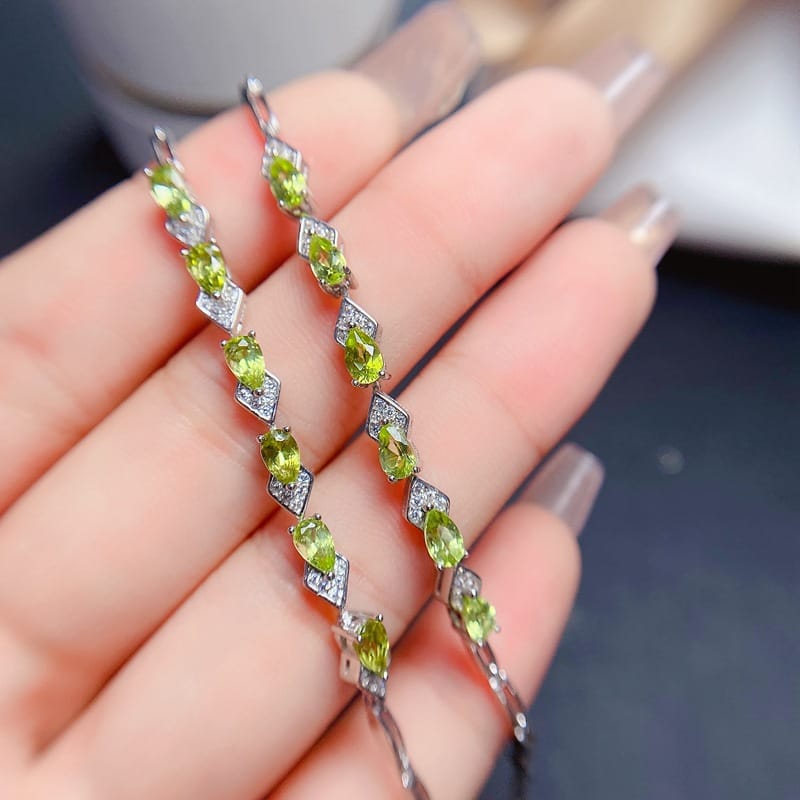 New arrival natural olivine bracelet 925 silver inlaid gift wholesale