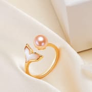 Jewelry semicircle pearl shell ring pearl jewelry fishtail freshwater pearl ring for women