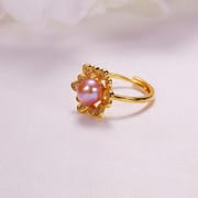 Pearl Jewelry Opening Adjustable Ring Real Gold Electroplated Micro-inlaid Zircon Freshwater Pearl Ring