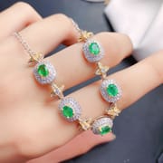 Natural Emerald Luxury light luxury elegant 925 silver inlaid bracelet crystal clean color rich tested