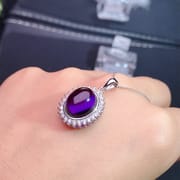 Amethyst pendant 925 sterling silver inlaid plating 18K gold ladies purple pendant manufacturers wholesale primary supply
