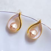 Natural Freshwater Pearl Earrings Water Drop Arc Drop Glaze Light Luxury High-grade Earrings New Chinese Style Elegant High-grade Earrings