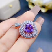 New natural amethyst pendant Plaid 9 * 9mm women's pendant necklace 925 silver wholesale live TikTok