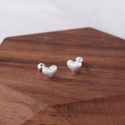 Po S999 Foot Silver Cold Wind Wire-drawing Love Screw Earrings Female Personality Commuter Student Gift Earrings