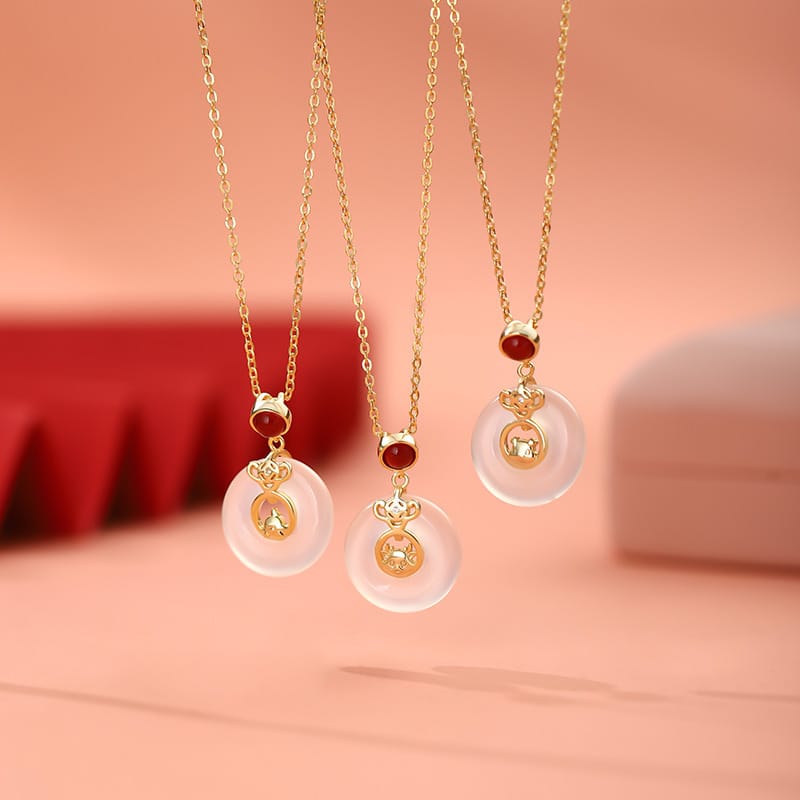S999 Silver Zodiac Necklace Red Birth Year Fortune Safe Simple Clavicle Chain Gift Giving