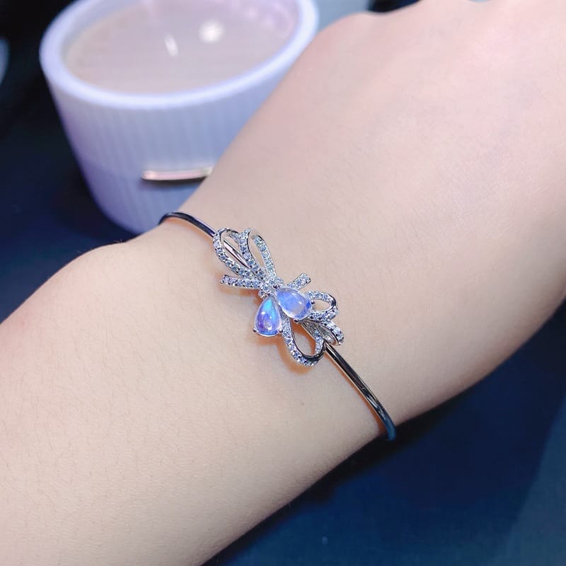 Natural Blue Moonstone bracelet new promotion live broadcast supply price cheap 925 sterling silver
