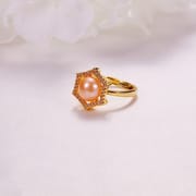 Pearl Jewelry Opening Adjustable Ring Real Gold Electroplated Micro-inlaid Zircon Freshwater Pearl Ring