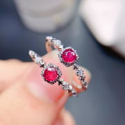 Ruby Ring with burnt red treasure color bright rich beautiful style exquisite natural gem wholesale