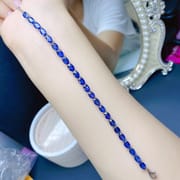 Sapphire bracelet 925 silver inlaid natural sapphire bracelet 4*6mm ladies chain live supply wholesale