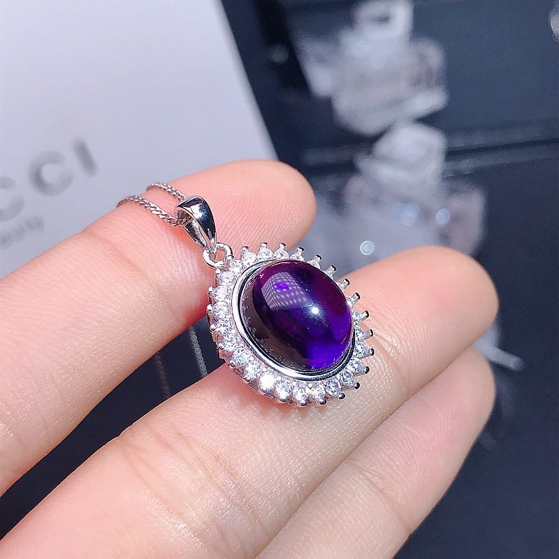 Amethyst pendant 925 sterling silver inlaid plating 18K gold ladies purple pendant manufacturers wholesale primary supply