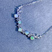 Natural Colorful Opal Necklace High-grade Niche Design 925 Silver Fashion Exquisite Over-tested