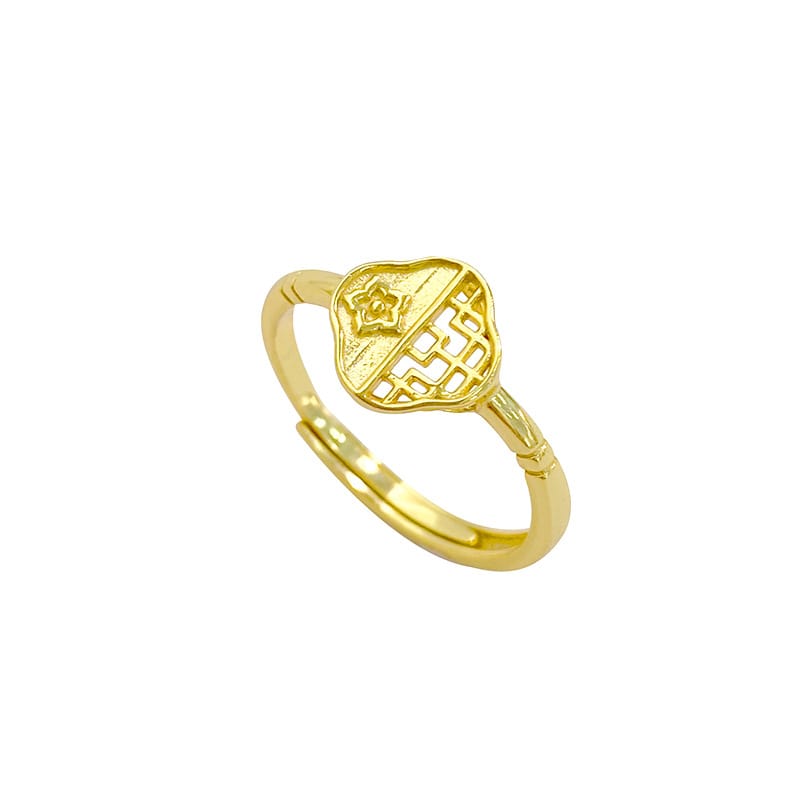 Po S999 Silver Flower Window Ring Light Luxury Artistic Elegant Goddess Exquisite Temperament Niche Jewelry