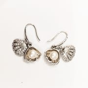 Natural Freshwater Pearl Earrings Opening and Capping Shell Set Zircon Pearl Earrings High Feeling Elegant Ear Hook s925 Silver Hook