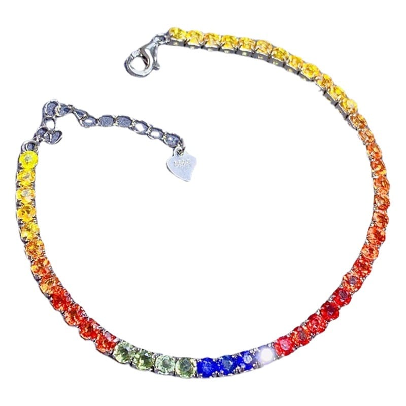 Fresh colorful sapphire bracelet 925 silver natural colorful sapphire bracelet 3*3 Women's bracelet