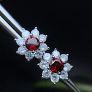 Large 925 Silver Inlaid Garnet Earrings Exaggerated Thick and Heavy Photographed with Silver