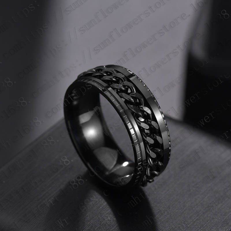 Cross-border Stainless Steel Jewelry Pressure Pattern Rotatable Chain Open Wine Bottle Titanium Steel Ring Men's Open Bottle Ring