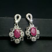 925 Silver Inlaid Natural Ruby Earrings South African Ruby Natural No Optimization Wholesale