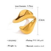 Titanium steel ring 18K gold non-fading women's light luxury high-end European and American stainless steel lava open ring hand jewelry