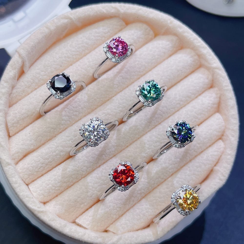 Classic style Mosan diamond ring wholesale 925 silver bag overtest drill pen GRA live supply