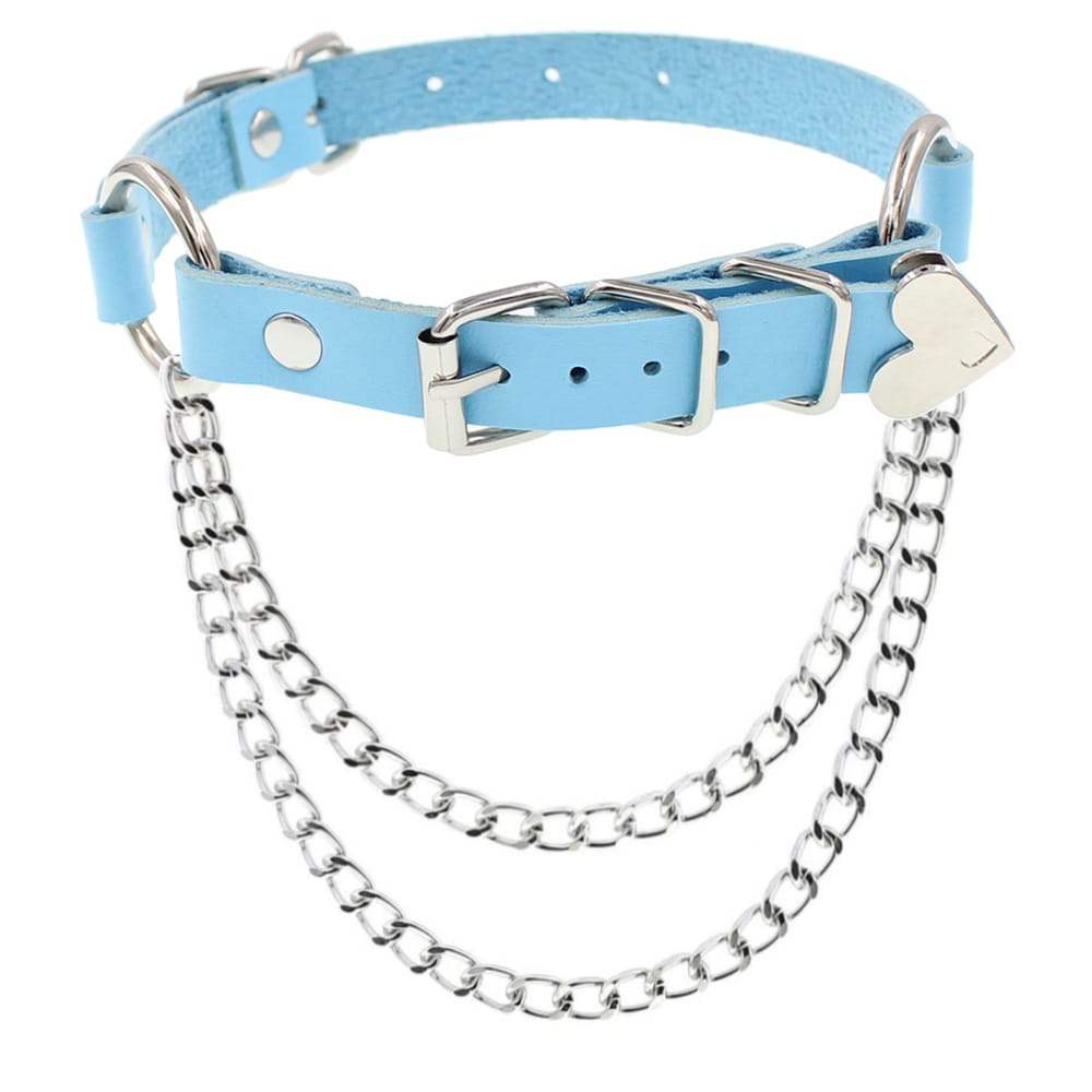 European and American Punk Gothic PU Leather Irregular Collar Necklace Distinctive Heart Love Chain Collarbone Necklace
