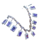 Light luxury natural rose stone evening necklace 925 silver inlaid rose stone women's clavicle necklace wholesale